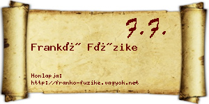 Frankó Füzike névjegykártya